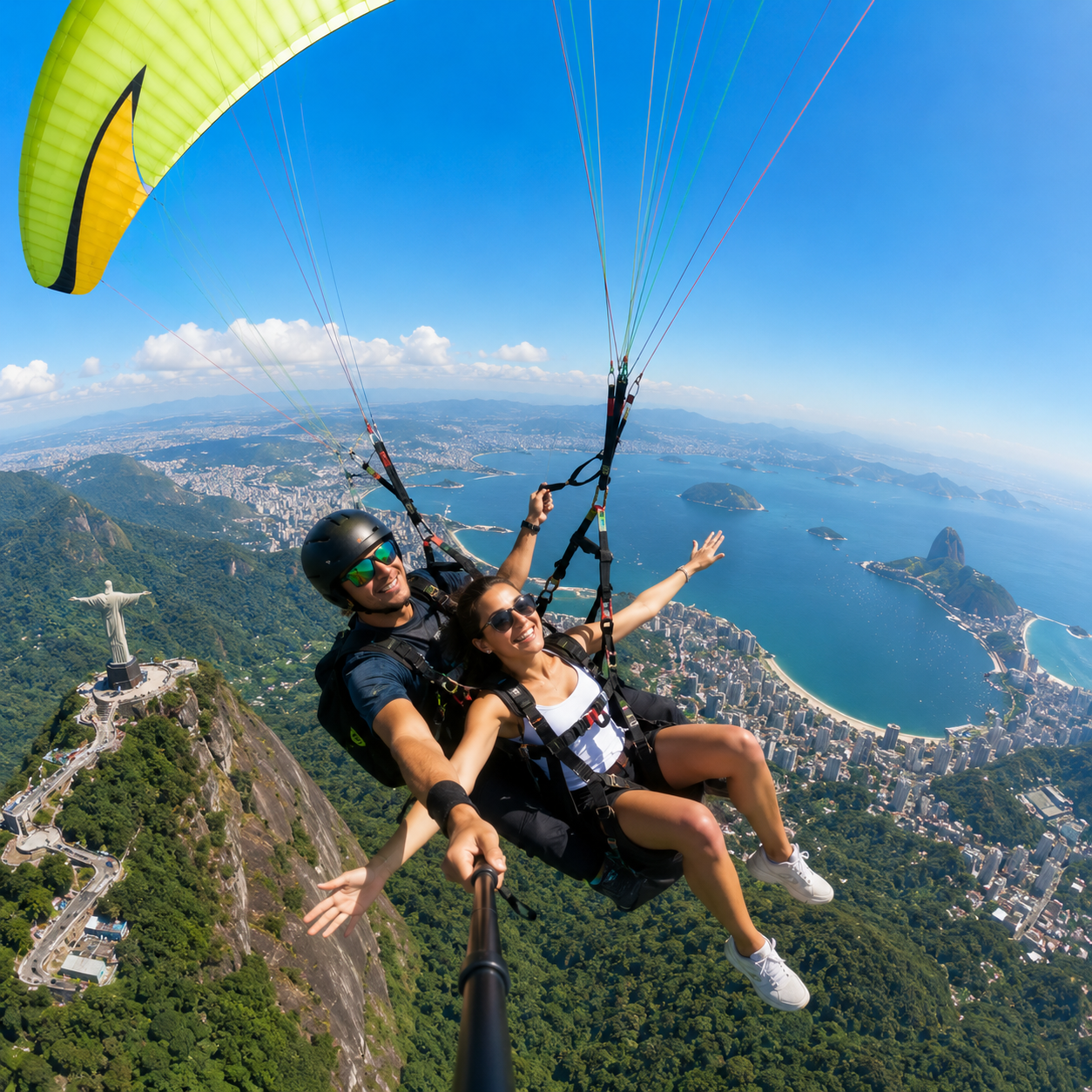 Voo de Parapente no Rio de Janeiro com Vista para o Cristo Redentor